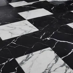 Pavimento in marmo Arabescato e Marquina<br>